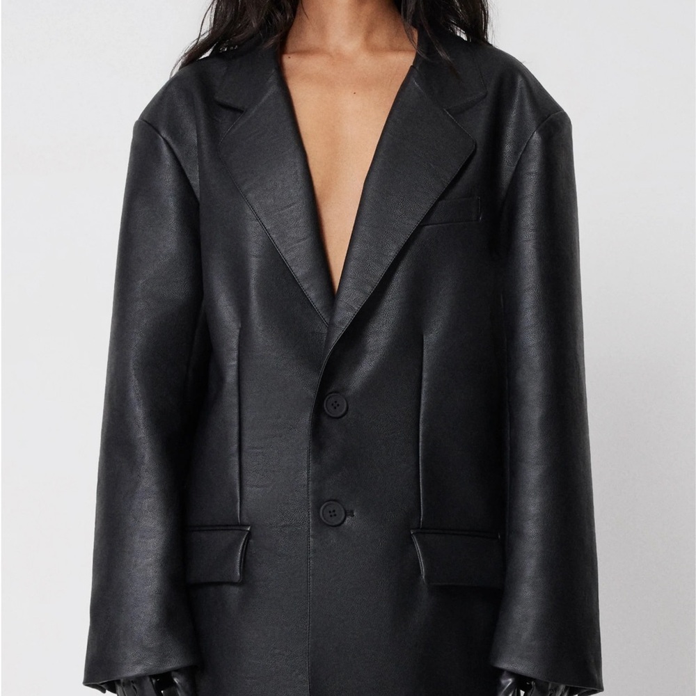 Faux Leather Oversized Blazer